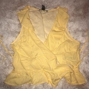 Yellow Pinstripe Wrap Top